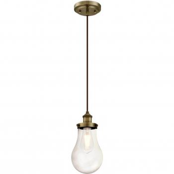 Lámpara colgante Westinghouse 633, latón viejo, transparente