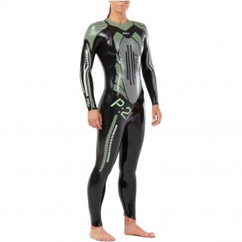2XU P: 2 Propel Traje Húmedo, Mujer, Black/Mint Green, Medium