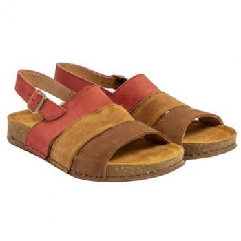 Sandalias de piel multicolor para mujer El Naturalista N5798, planas con hebilla, estilo casual, talla 39