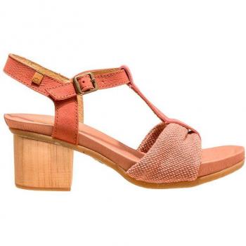 El Naturalista Deba N5563 Multi Material Blush - Sandalias de Tacón para Mujer con Cierre de Hebilla en Piel Rojo
