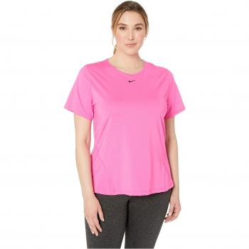 Nike W NP Top SS All Over Mesh Plus Camiseta, Mujer, Laser Fuchsia/Black, 58/60