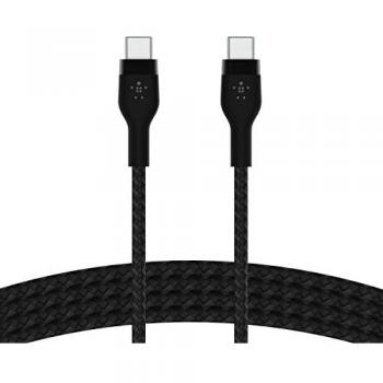 Belkin USB-C A USB-C Boostcharge Pro Flex Cable Trenzado, Cable de Carga Rápida Power Delivery con Certificación USB-IF para Macbook Pro, iPad Pro, Galaxy S21, Ultra, Plus y Otros, Negro - 2 Metros
