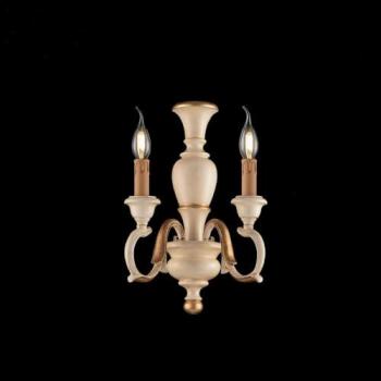 Aplique de pared Bonetti Illumina dos luces de madera Marfil y Pan de Oro 25x h40 cm