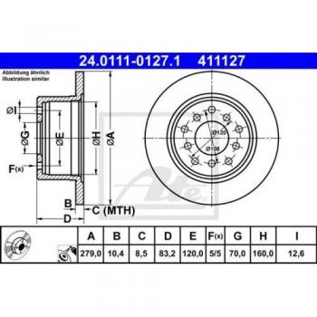 Disco de freno ATE 24.0111-0127.1 para OPEL y VAUXHALL, disco sólido de 279 mm, recubierto