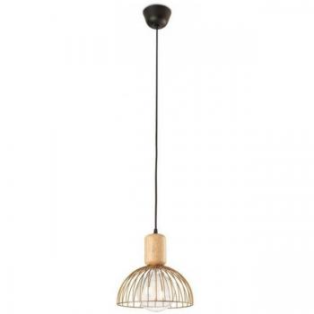 Lámpara colgante Contrast - Acero pintado Oro Ø247mm E27 Madera Clara