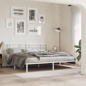Cama de metal blanca con cabecero redondo 180x200 cm