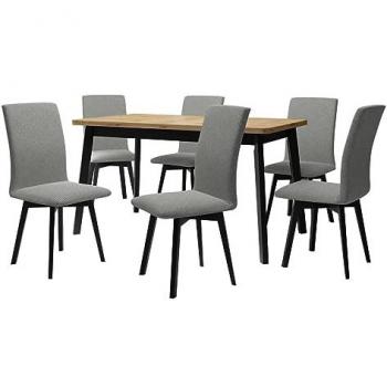 Conjunto de comedor Victorville 326, Negro, 6 asientos, 140 x 80 x 75 cm