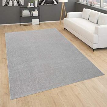 Alfombra Salón Lisa Pelo Corto Sencilla Moderna Color Plata 140x200 cm