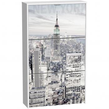 Suarez H306-3MHT Zapatero 3 baldas, Madera contrachapada, Blanco, 75 x 24,2 x 126,8 cm