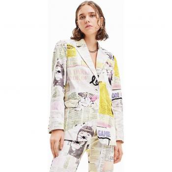 Desigual - Blazer collage periódico de estilo urbano y moderno