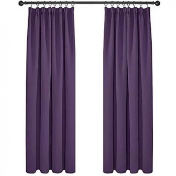 Deconovo Cortinas Térmicas Aislantes Frio y Calor para Dormitorio Matrimonio Salón Hotel Casa Exterior con Fruncido 2 Piezas 132x229cm Púrpura Oscuro