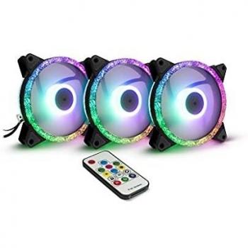 Set de Ventiladores RGB Argus RS-07, 3x 120 mm, con Control Remoto y Efecto Cristal LED