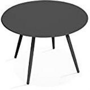 Mesa de jardín redonda de metal gris antracita 40 cm - Oviala