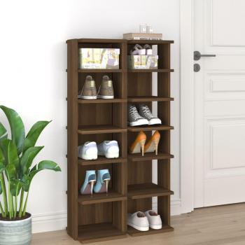 Zapatero de madera contrachapada en roble marrón, 2 piezas, dimensiones 25x27x102 cm