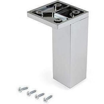 Emuca - Patas para mueble, Pies de plástico para muebles color cromado, Lote de pies con tornillos de montaje, varios modelos