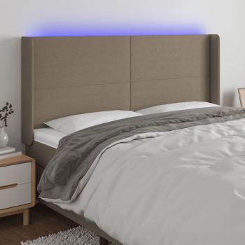 Cabecero Led Tortorera 203x16x111/128 cm Tela Gris Taupe
