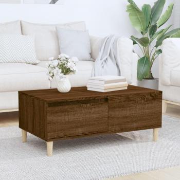 Mesa de centro madera contrachapada 90x50x36,5 cm Blanco y Negro brillante - Mesita de Salón o Comedor o Auxiliar Mesa de Café Meuble Salón