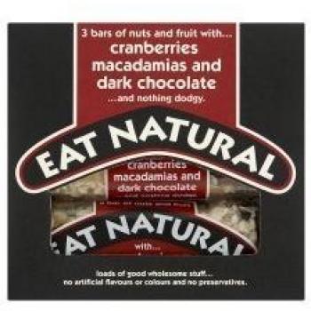 Eat Natural - Pack 3 barritas de muesli con chocolate negro, arándanos y nueces de macadamia