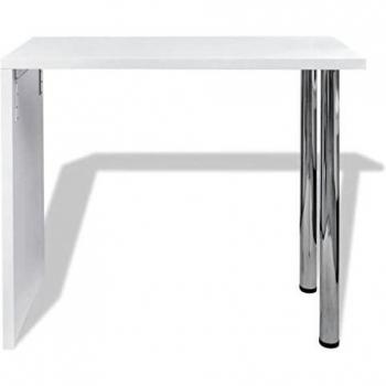 High Gloss White MDF Bar Table with 2 Steel Legs