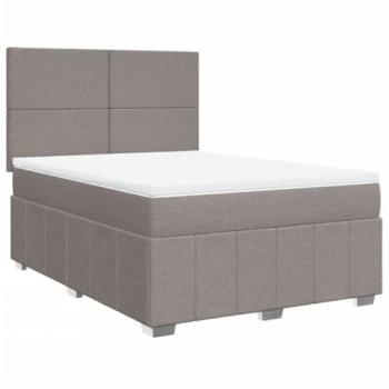 Cama box spring Tortorra 140x200 cm con colchón en tela gris taupe