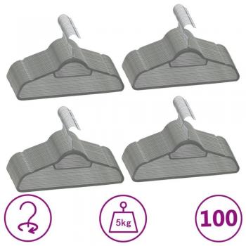 Sonata 100 pcs Clothes Hanger Set Anti-slip Grey Velvet