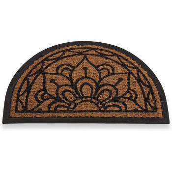 Felpudo de Fibra de Coco con Diseño de Mandalas Media Luna Antideslizante
