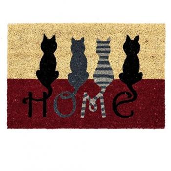 D'CASA Felpudo Moderno Gatos diseño Home, Fibra de Coco, 40 x 60 cm