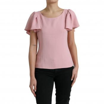 Dolce & Gabbana Pink Short Sleeves Round Neck Blouse Top - IT44 | L