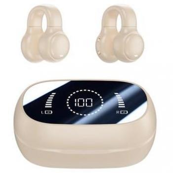Auriculares Inalámbricos de Conducción Ósea M47 con Micrófono Bluetooth 5.3, Cuffias para Juegos y Deportivos con Reducción de Ruido - Nude