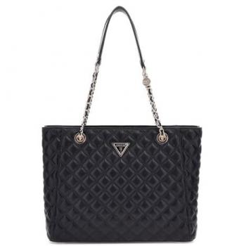 Guess Giully Black Chain Shoulder Handbag with Logo - Size: ONE SIZE
