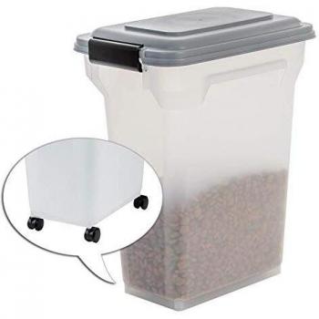 Contenedor de pienso con ruedas IRIS OHYAMA, 20L/7.5kg, Gris, Hermético, Transparente, Libre de BPA, para Mascotas (perros y gatos), Pet Food Container