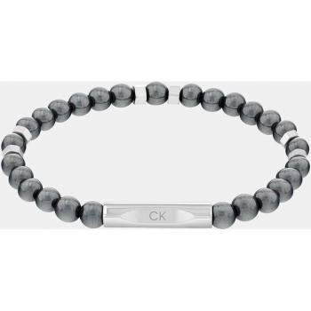 Pulsera de hombre Calvin Klein de acero inoxidable y cuentas de hematita o ojo de tigre 35000575
