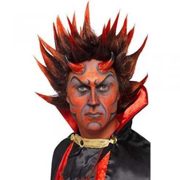 Smiffys Peluca de Diablo Punk, Roja y Negra, Pelo Punta
