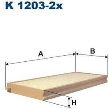 Filtro de habitáculo FILTRON K 1203-2x, tipo: filtro de aire para el habitáculo, características: compatible con vehículos de diversas marcas, filtra partículas y contaminantes del aire exterior, mejora la calidad del aire interior