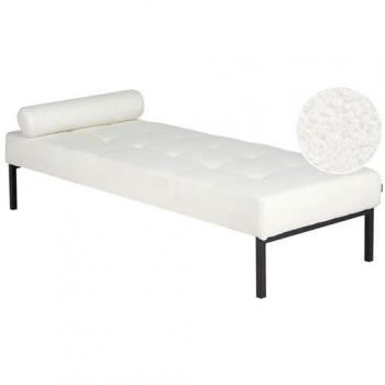 Chaise Longue Elegante Bouclé Blanco con Patas de Metal Chinon
