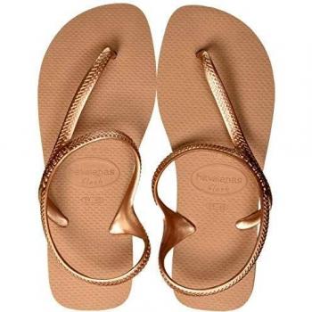 Havaianas Flash Urban Women's Gold Flip-Flops with Closed Ankle and Metallic Crossed Straps