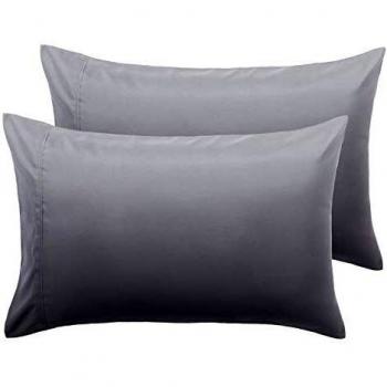 Bedsure Funda Almohada 70x40 cm de Microfibra - Juego de 2 Fundas Almohadas 40x70 Transpirable Suave Antiarrugas - Gris Claro, sin Cremallera,2 Unidades