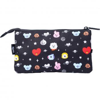 Estuche triple BT21 Cool Collection Erik negro y blanco