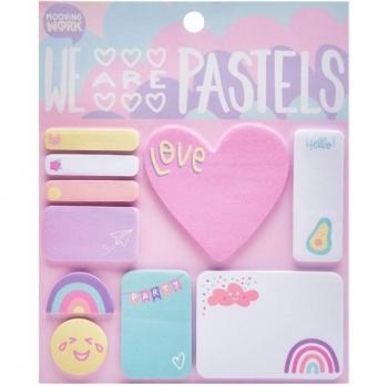 Set de Notas Adhesivas Pastel Surtidas Mooving con colores suaves, diseño variado, ideal para organización y recordatorios
