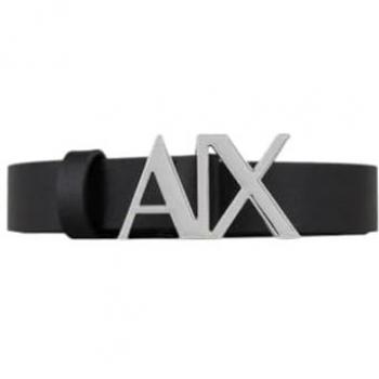 Armani Exchange Women's Black Leather Belt - 90 cm / 36 Inches Classic Casual Style