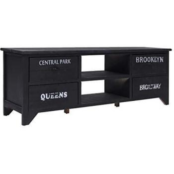 vidaXL Mueble para TV de Madera Mobiliario Decoración Casa Elegante Práctico Versátil Centro Multimedia Robusto Útil Funcional Negro 115x30x40cm
