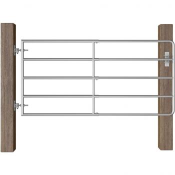 vidaXL 5 Bar Field Gate Steel (95-170)x90 cm Silver