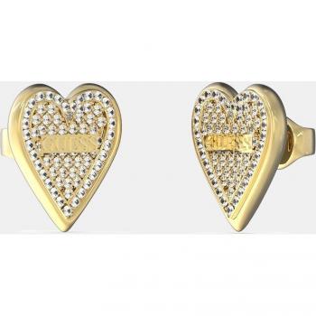 Pendientes Guess Love Me Tender Corazones de acero y cristales, dorado JUBE03251JWYGT/U