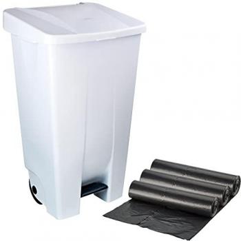 Contenedor Selectivo de Basura WELLHOME 120 Litros con Pedal y 30 Bolsas de Basura