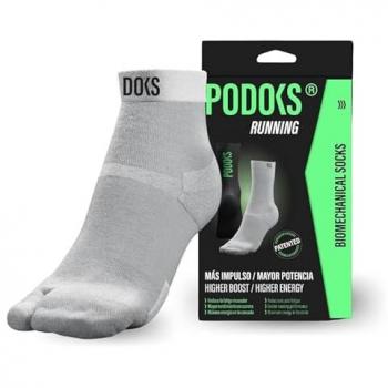 Calcetines Running Tobilleros Biomecánicos con Almohadillas Protectoras para Hombre y Mujer - Podoks H2 Blanco Puro - Talla L