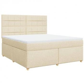 Cama Box Spring con Colchón de Tela Color Crema 180x200 cm