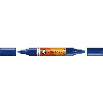 Marcador Molotow One4All Acrílico Recargable Doble Punta 1,5mm y 4mm Color Azul
