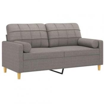 Sofá de 2 plazas con cojines tela gris taupe 140 cm