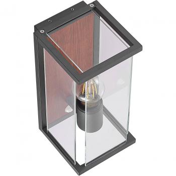 Aplique de pared exterior Lucande Elwin, 1 luz, con sensor, moderno en negro, hecho de aluminio, compatible con bombilla E27