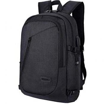 WAWJ Mochila antirrobo impermeable, Mochila para portátil Multiusos Daypacks con puerto de carga USB